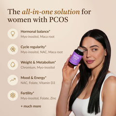 Close-up of PCOS supplement capsules