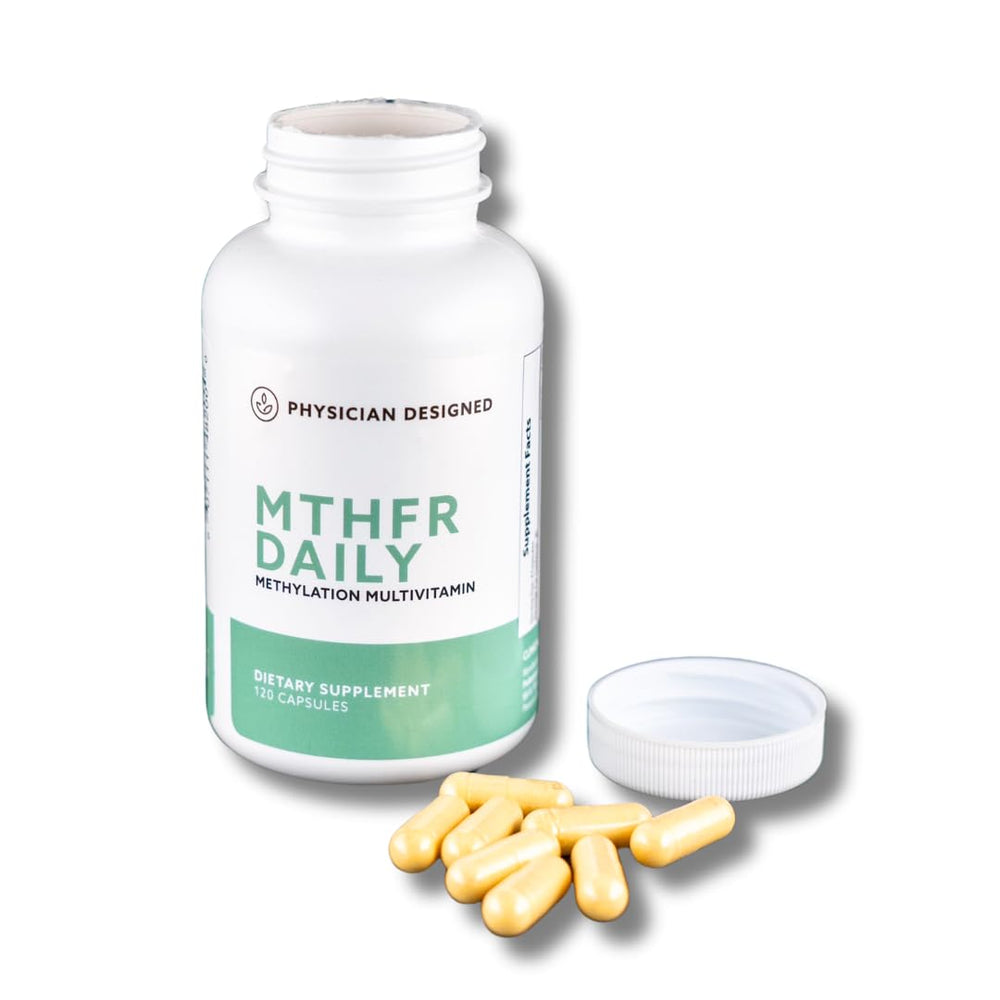 PD VARS MTHFR Daily Multivitamin bottle showing full vitamin label for energy support.