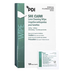 Box of PDI See Clear Lens Cleaning Wipes with 120 individually wrapped wipes (6 x 5 inches)