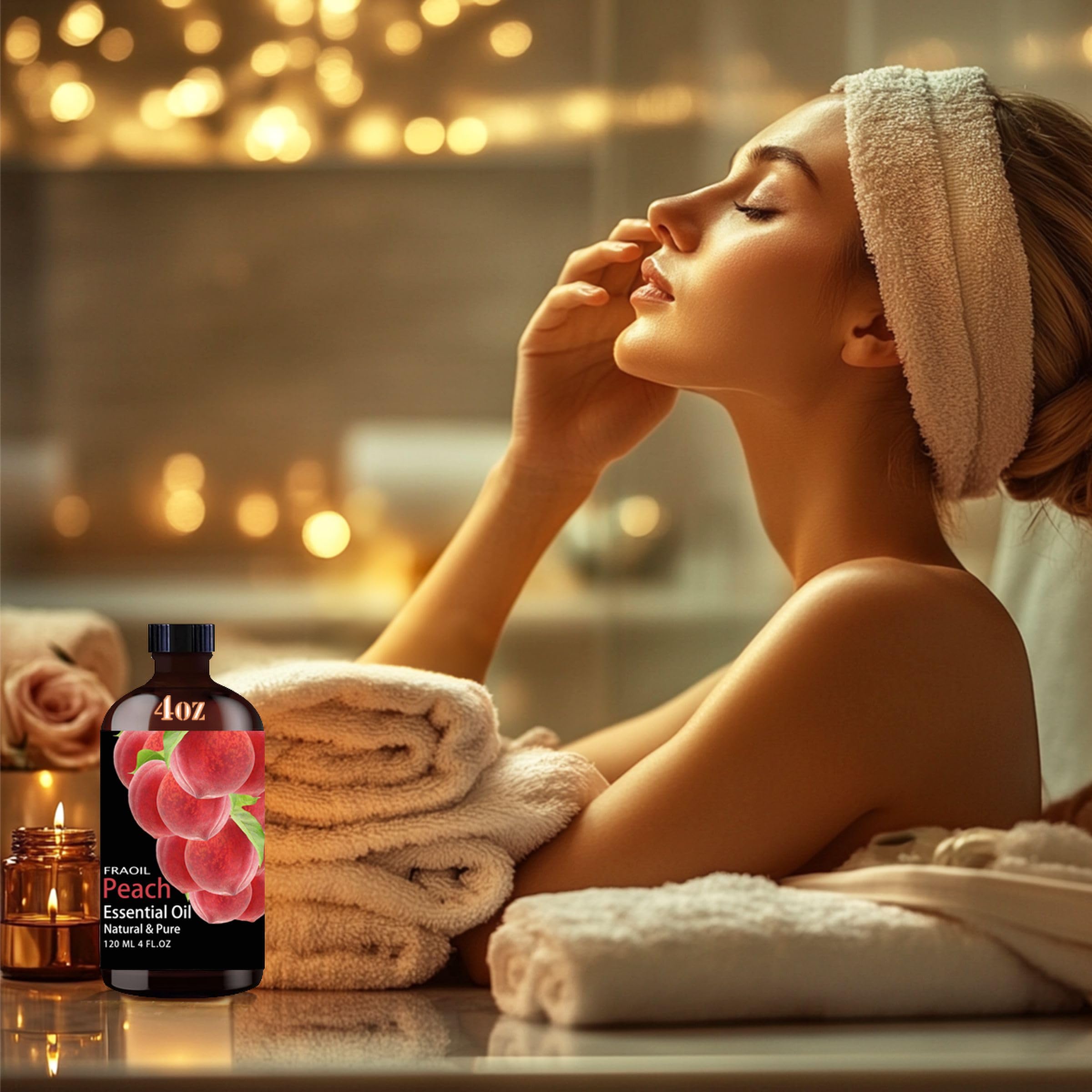 Elegant peach essential oil gift packaging