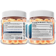 Close-up of peach-flavored liquid-filled gummies