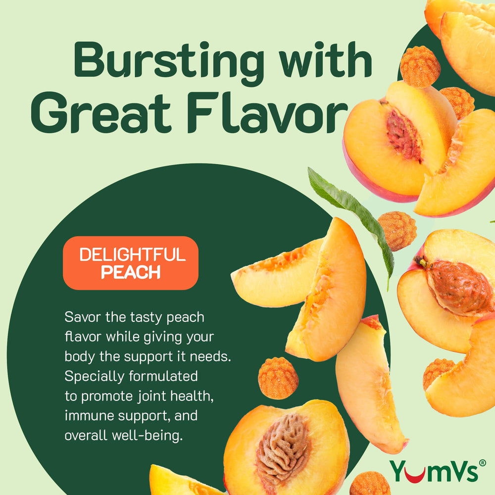 Peach flavor turmeric gummies packaging and label