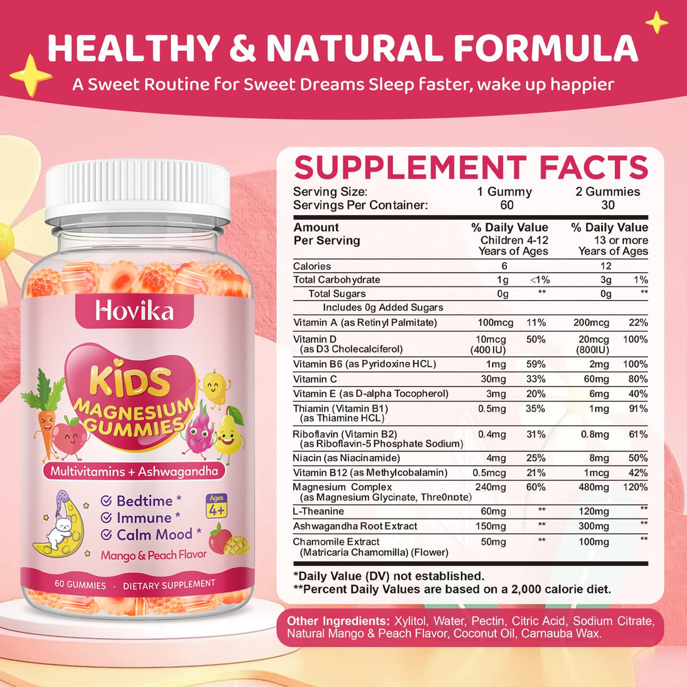 Peach & Mango center-filled gummies packaging and bottle