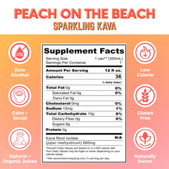 Close-up of Peach on the Beach can with peach imagery and sparkling bubbles