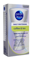 Product shot of Pearl Drops Daily Stains toothpaste 50ml with tea cup and coffee imagery