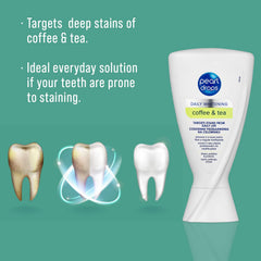 Lifestyle image depicting morning routine with Pearl Drops toothpaste