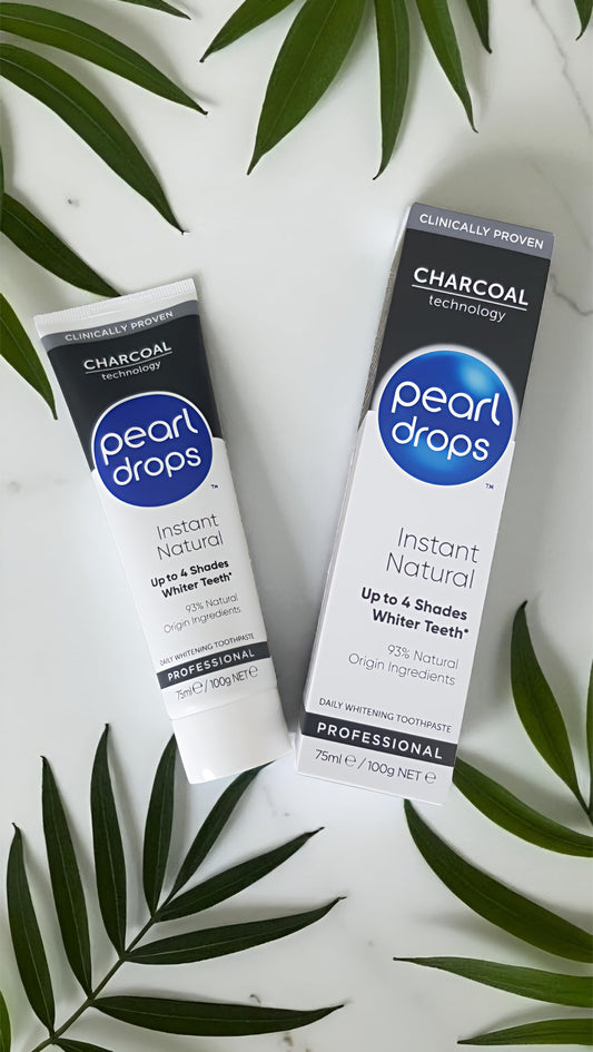 Pearl Drops Activated Charcoal toothpaste tube angled view