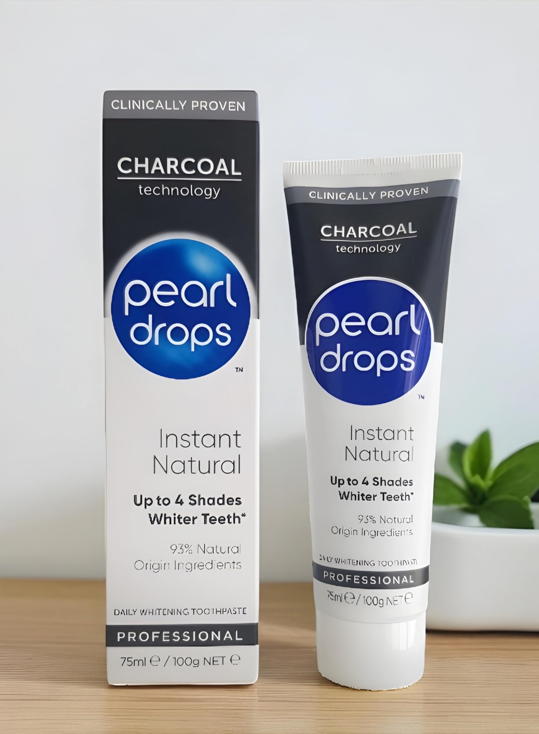 Pearl Drops toothpaste on white background with branding