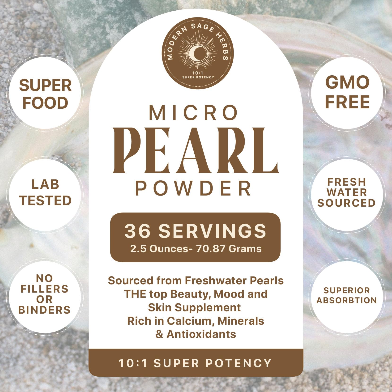 Mineral profile highlighting calcium and silicon in pearl powder