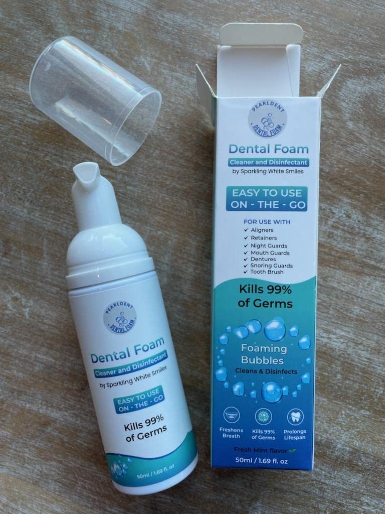 Retainers being cleaned with Pearldent Dental Foam