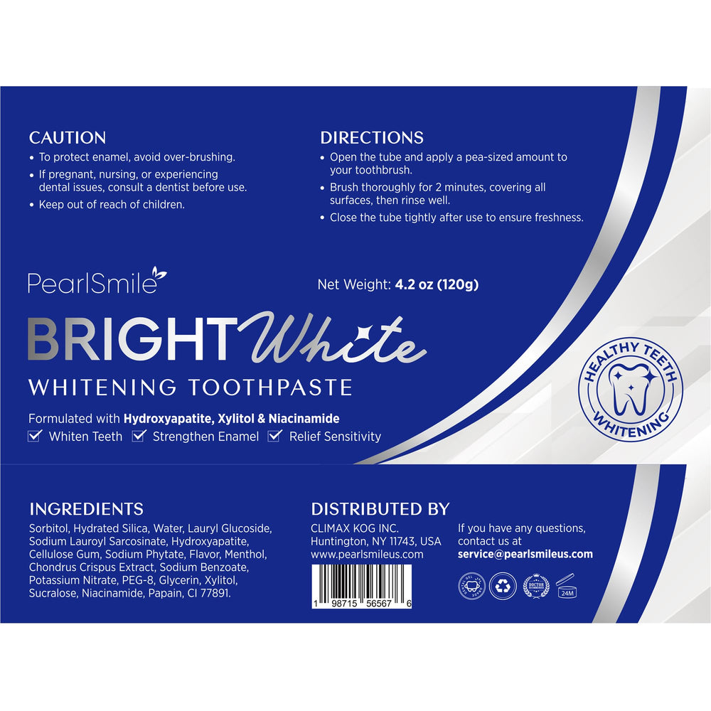 Lifestyle shot of a smiling person with PearlSmile toothpaste