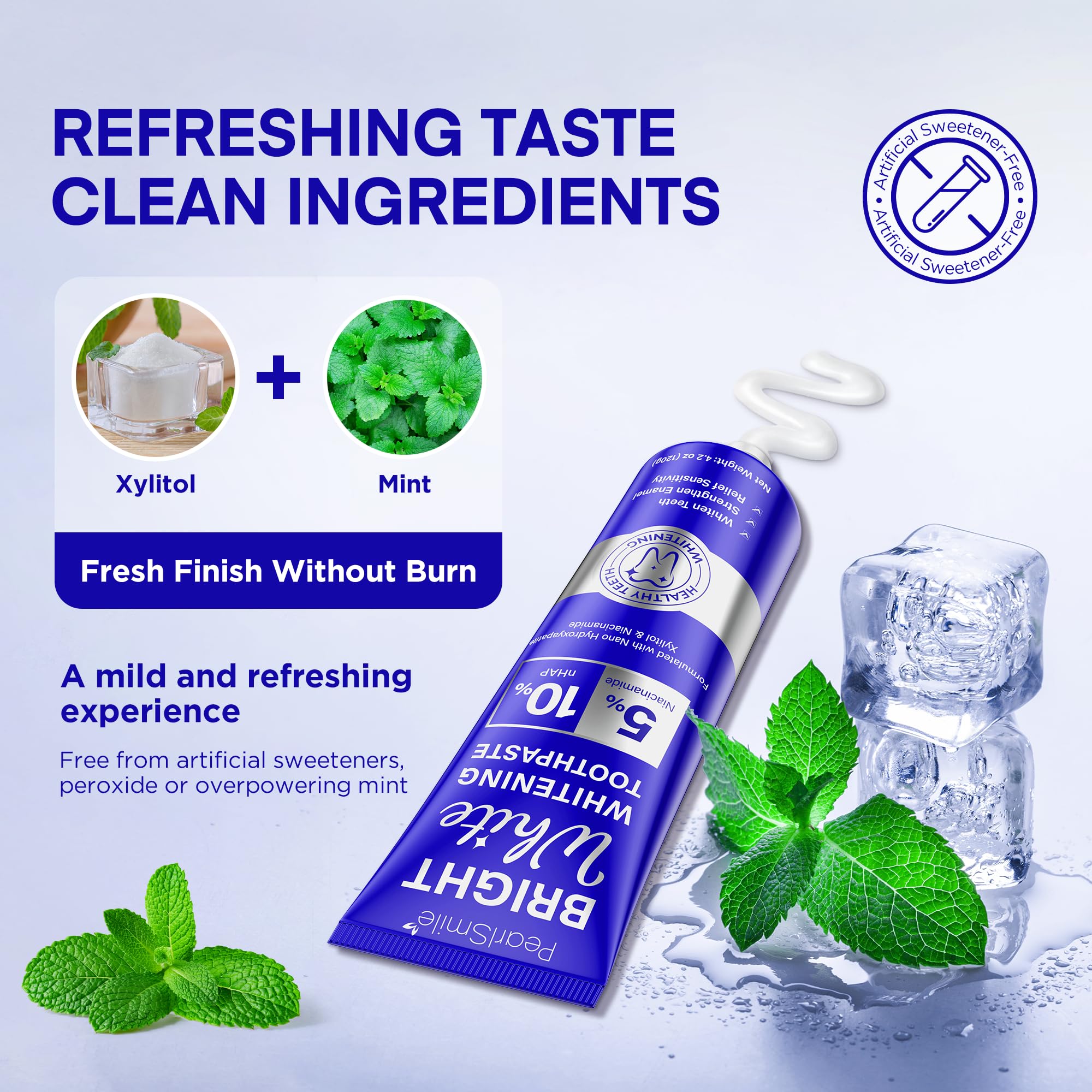 Close-up of PearlSmile toothpaste with visible nano-hydroxyapatite particles
