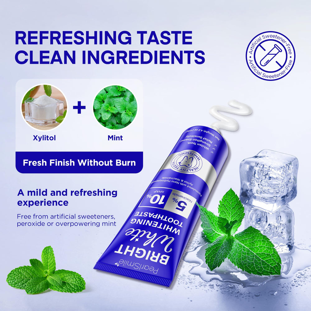 Close-up of PearlSmile toothpaste with visible nano-hydroxyapatite particles