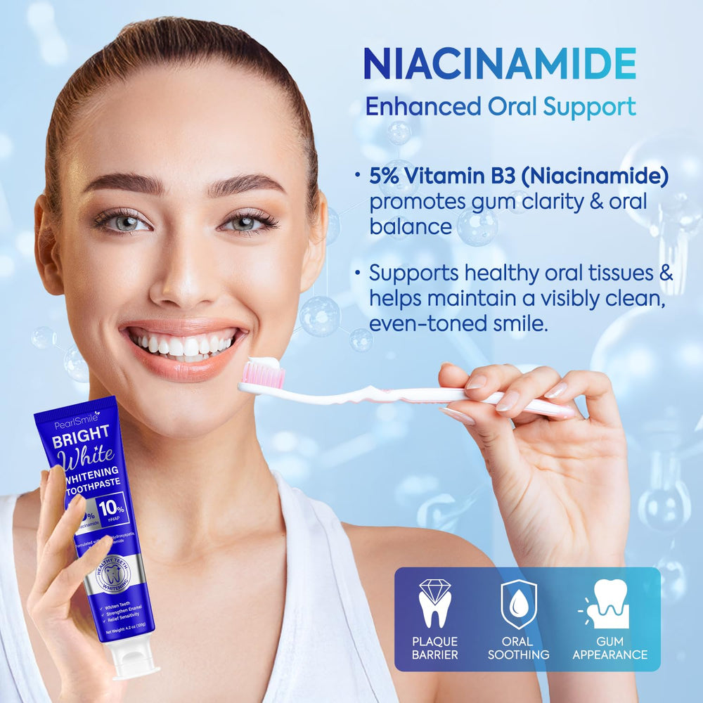 PearlSmile packaging with 4.2oz toothpaste tube