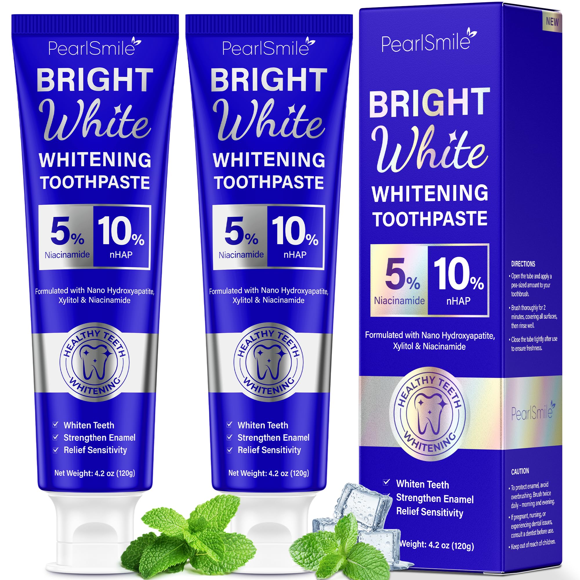 Hero PearlSmile toothpaste showing 10% nHAp and 5% niacinamide