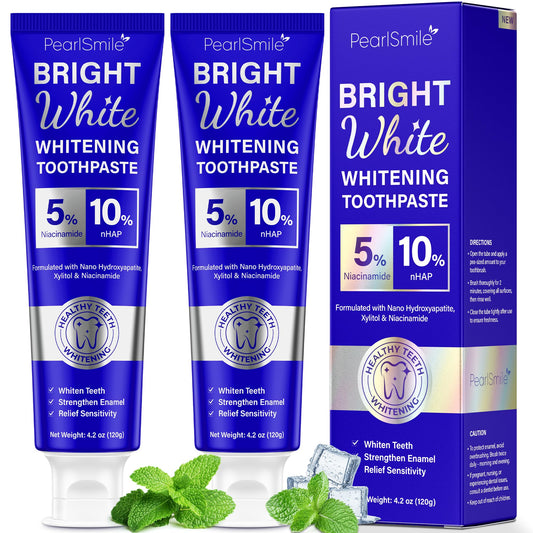 Hero PearlSmile toothpaste showing 10% nHAp and 5% niacinamide