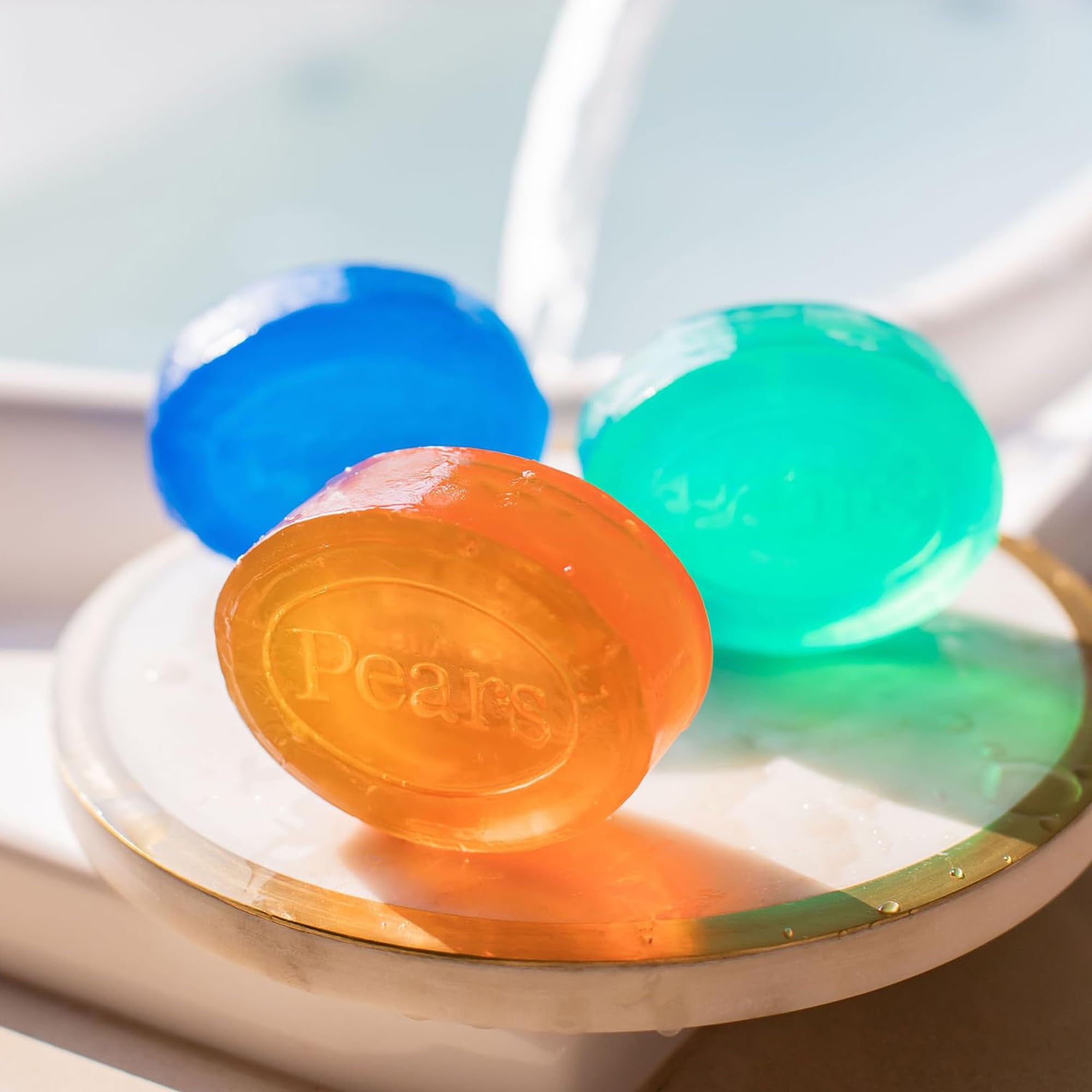 Pears Soap translucent bars ready for hand, body, or face cleansing