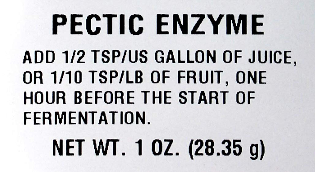 Front view of pectic enzyme 1 oz packaging