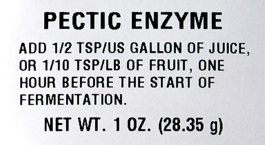 Front view of pectic enzyme 1 oz packaging