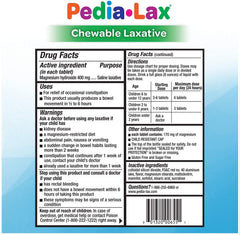 Pedia-Lax watermelon flavor chewables on table appealing to kids for easy dosing