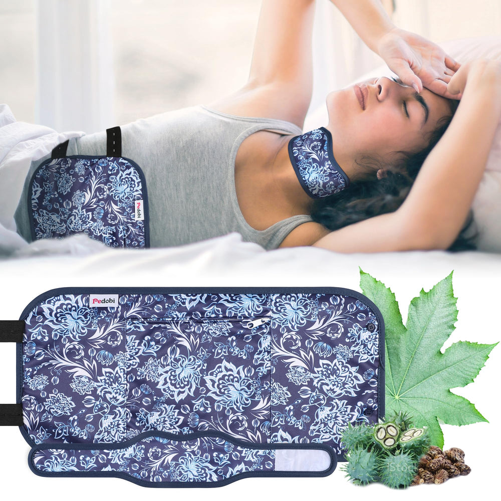 Pedobi castor oil pack wrap blue and white ready for display