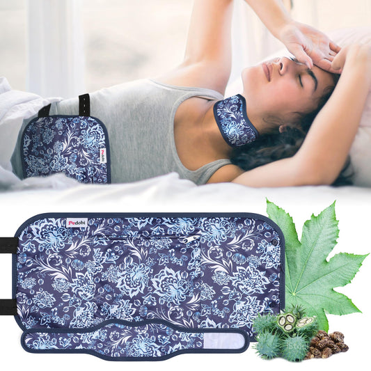 Pedobi castor oil pack wrap blue and white ready for display