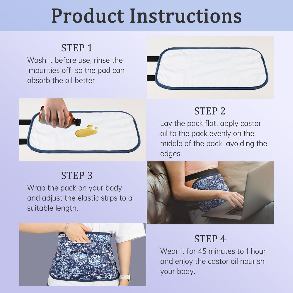 Reusable and machine washable Pedobi castor oil pack wrap