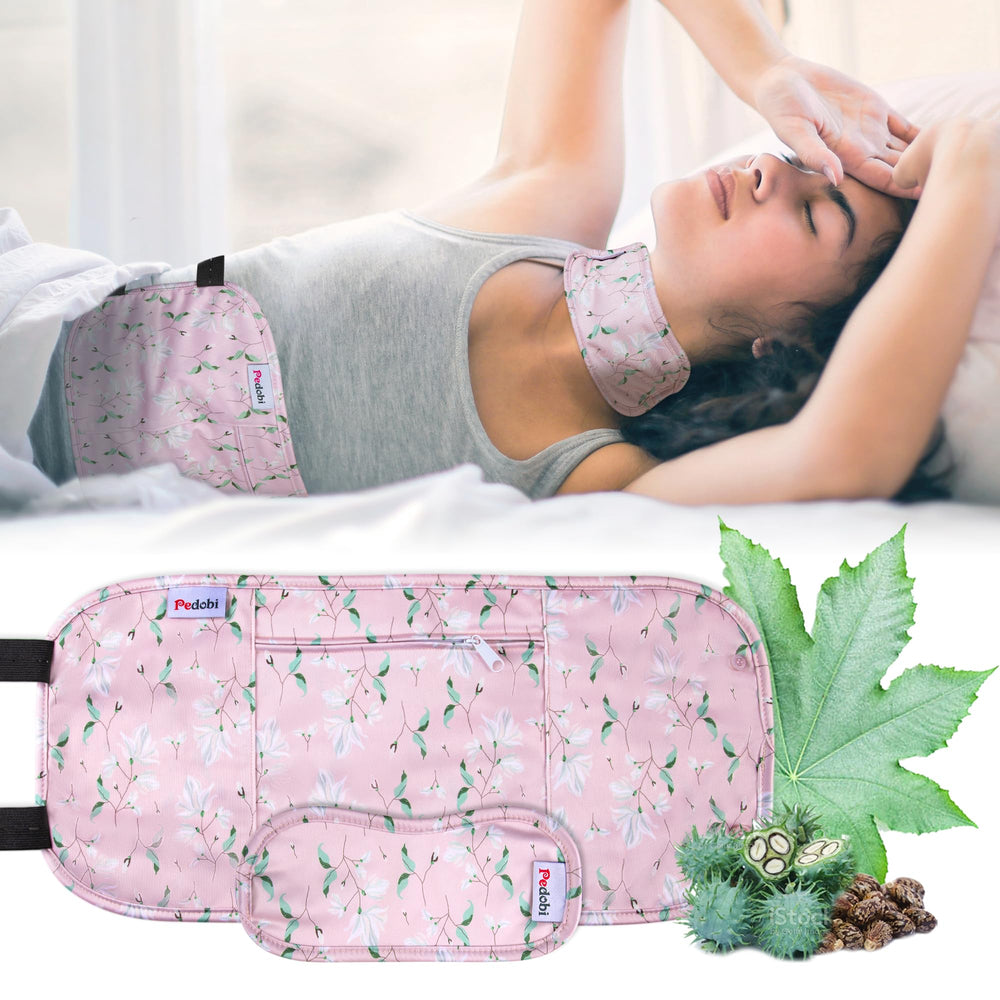 Pedobi castor oil pack wrap front view shows comfortable reusable design for liver support