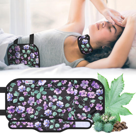 Pedobi castor oil pack wrap full set demonstrates a ready-to-use kit for comfortable heat therapy