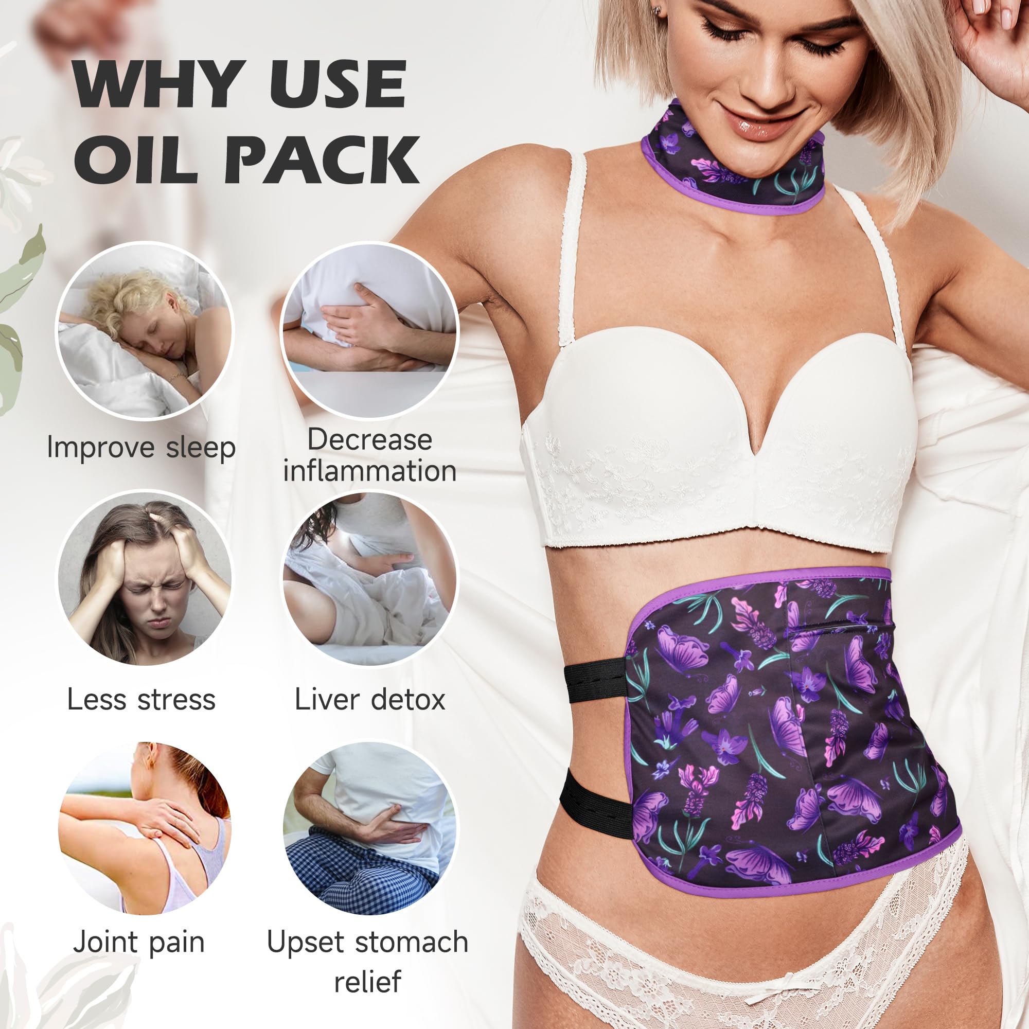 Pedobi castor oil pack wrap with inner soft fleece for skin comfort during use.