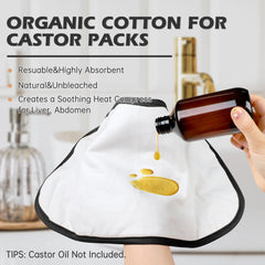 Pedobi castor oil pack wrap worn around neck and abdomen during use