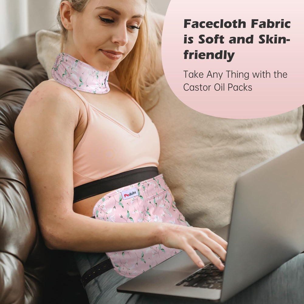 Pedobi reusable castor oil pack stays clean between uses and reduces waste