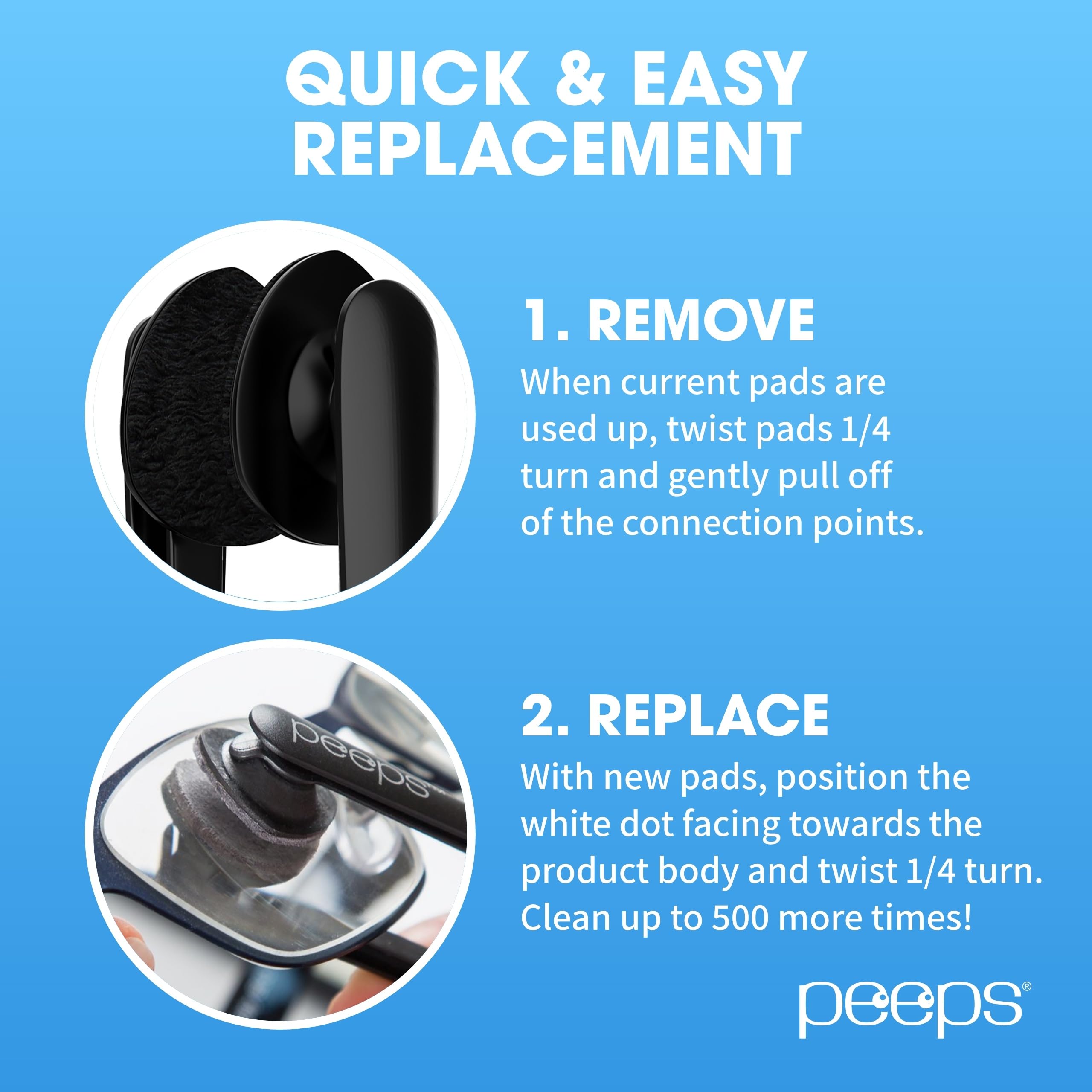 Hand cleaning eyeglasses with Peeps CarbonKlean pads