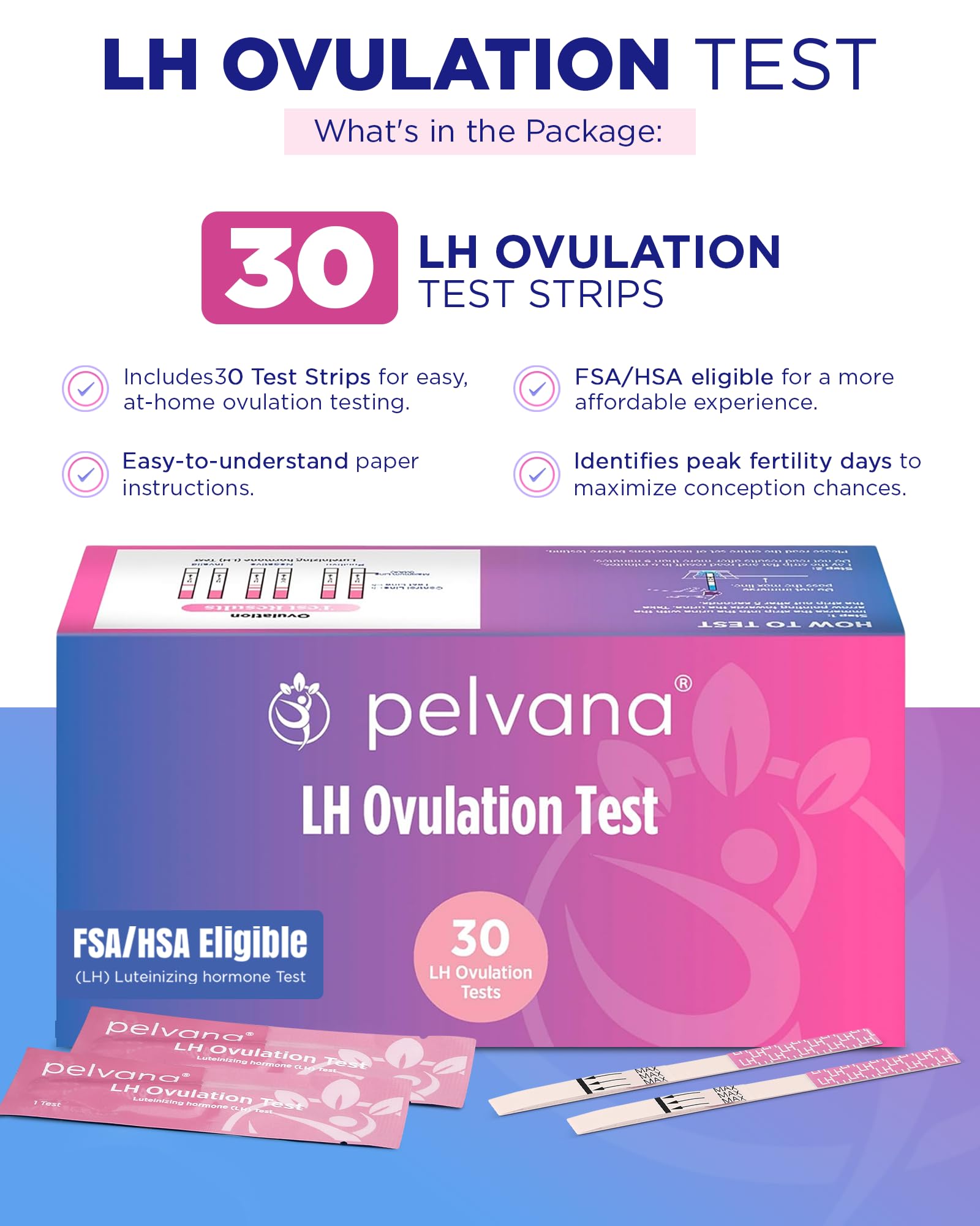 Pelvana 30 LH ovulation test kit packaging box