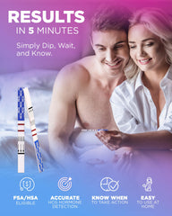 Dip Pelvana strip in urine to test for HCG