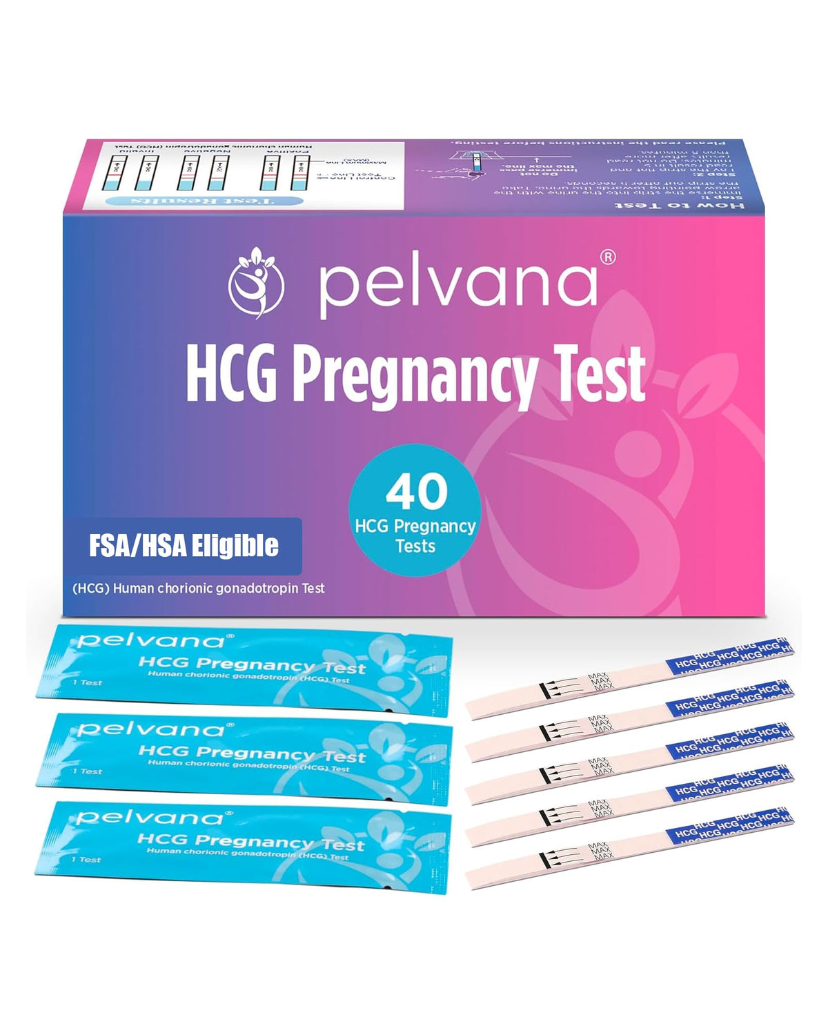 Pelvana HCG test strips 40-count package
