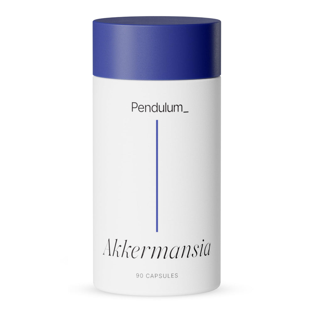 Pendulum Akkermansia probiotic bottle and capsules