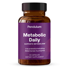 Pendulum Metabolic Daily bottle with capsules for daily gut support and energy.