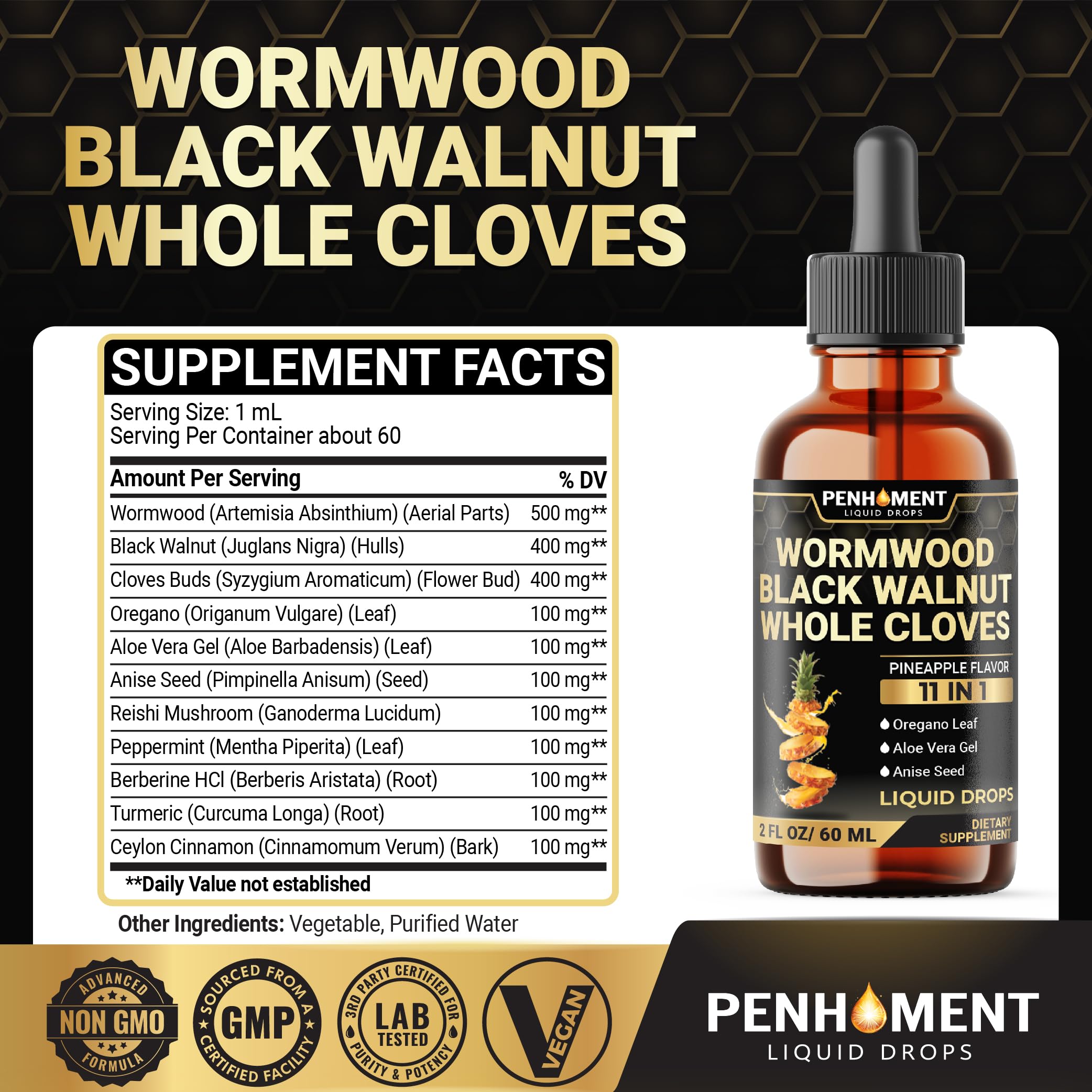 Label showing the 11 ingredient blend