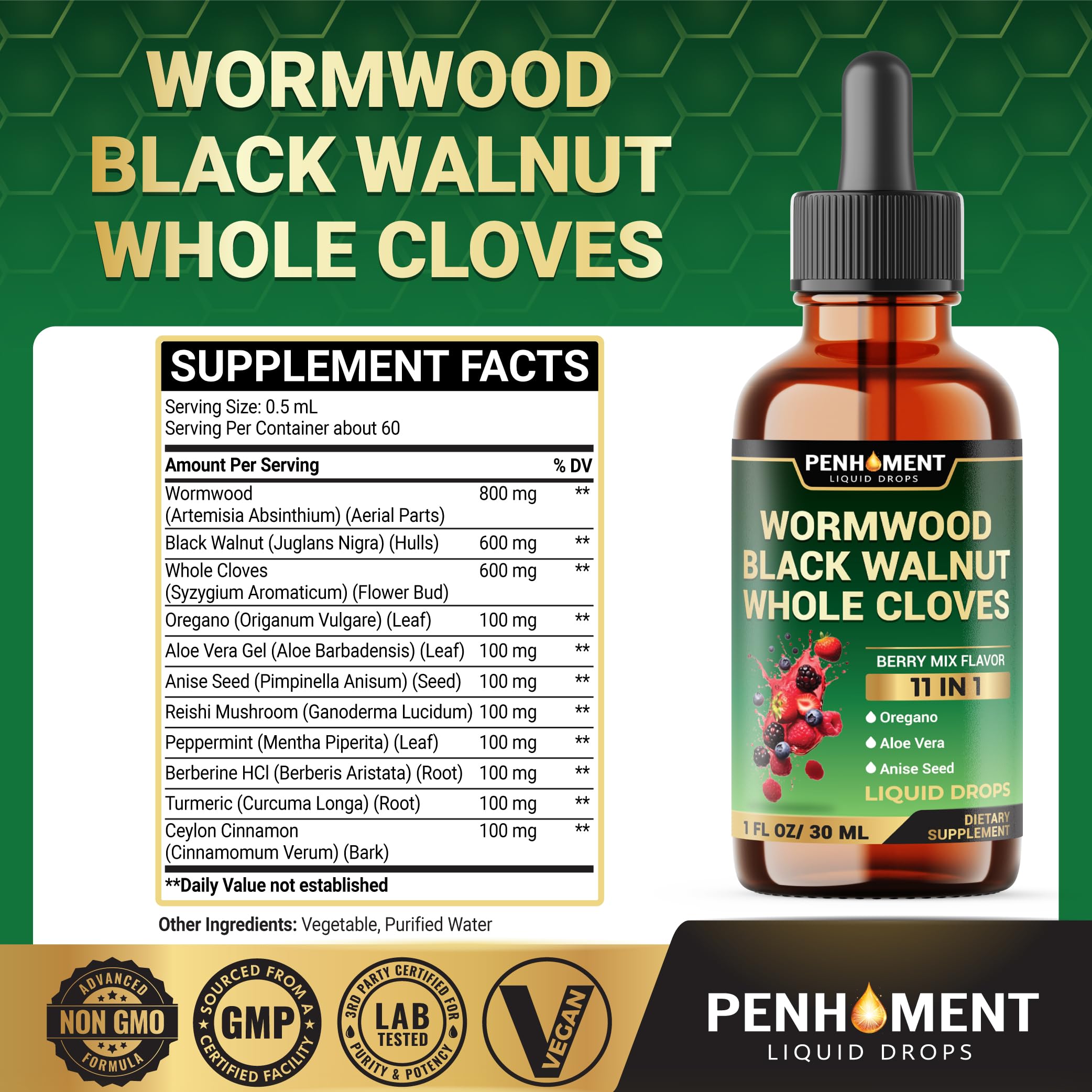 Dropper of Penhoment Berry Mix Wormwood Tincture