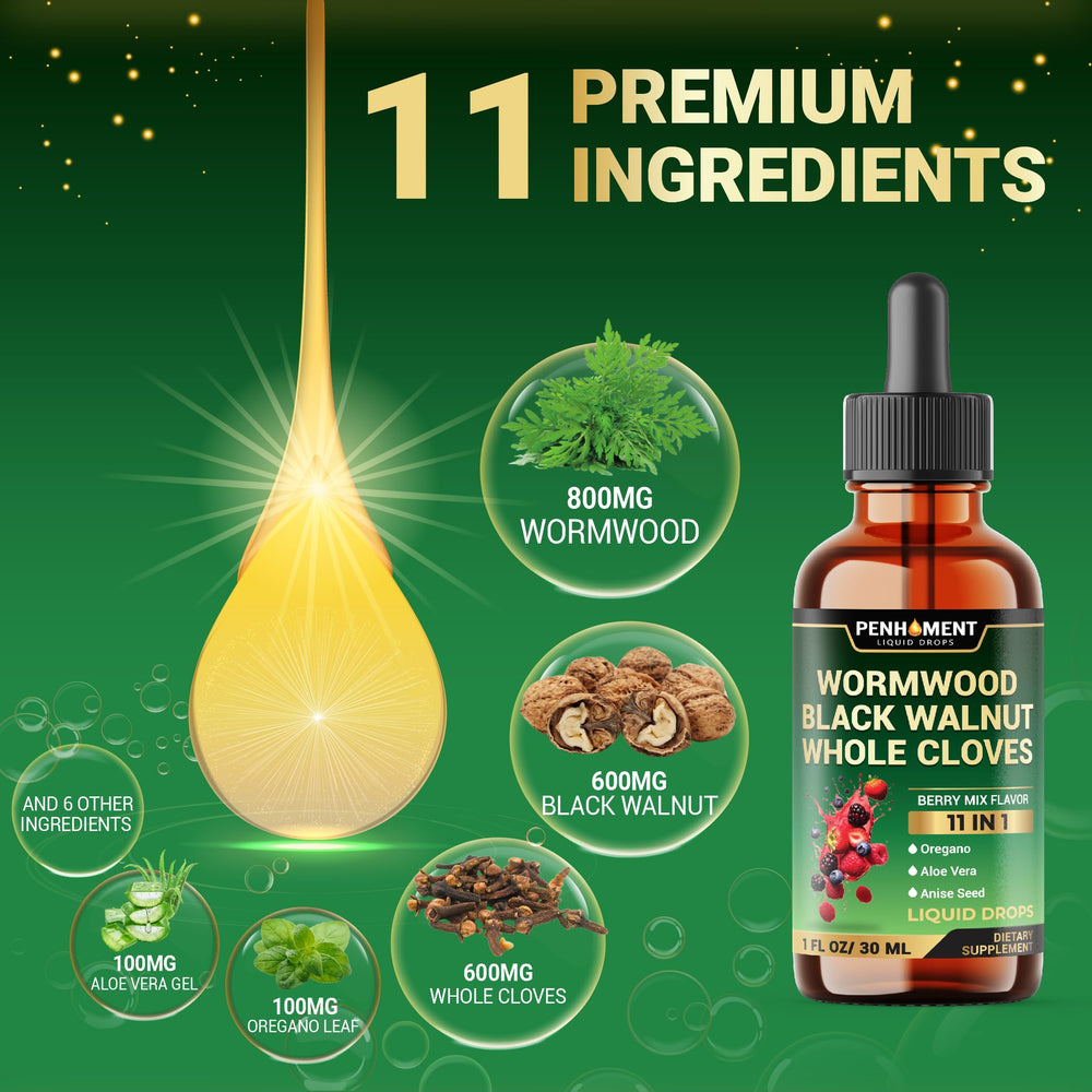 Close-up view of Penhoment wormwood tincture bottle