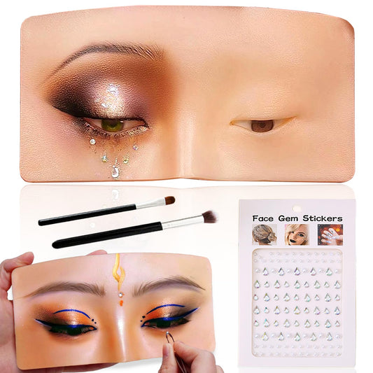 Penugo makeup practice face board front view, silicone mannequin ideal for detailed practice.