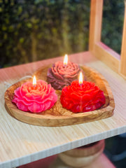 Candle displayed in a calming spa-inspired setting
