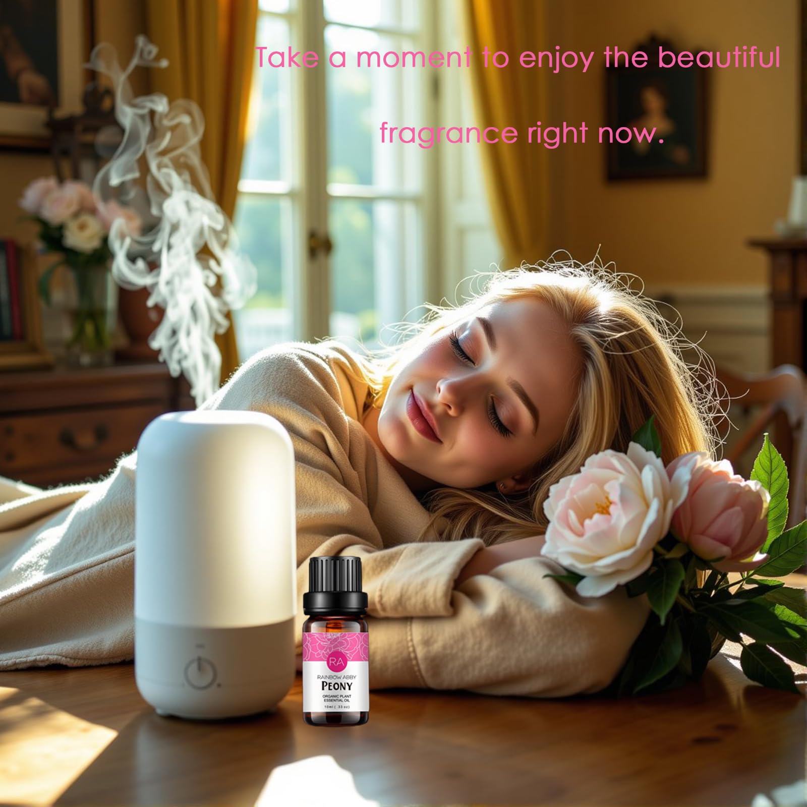 Diffuser with Peony essential oil for fragrance