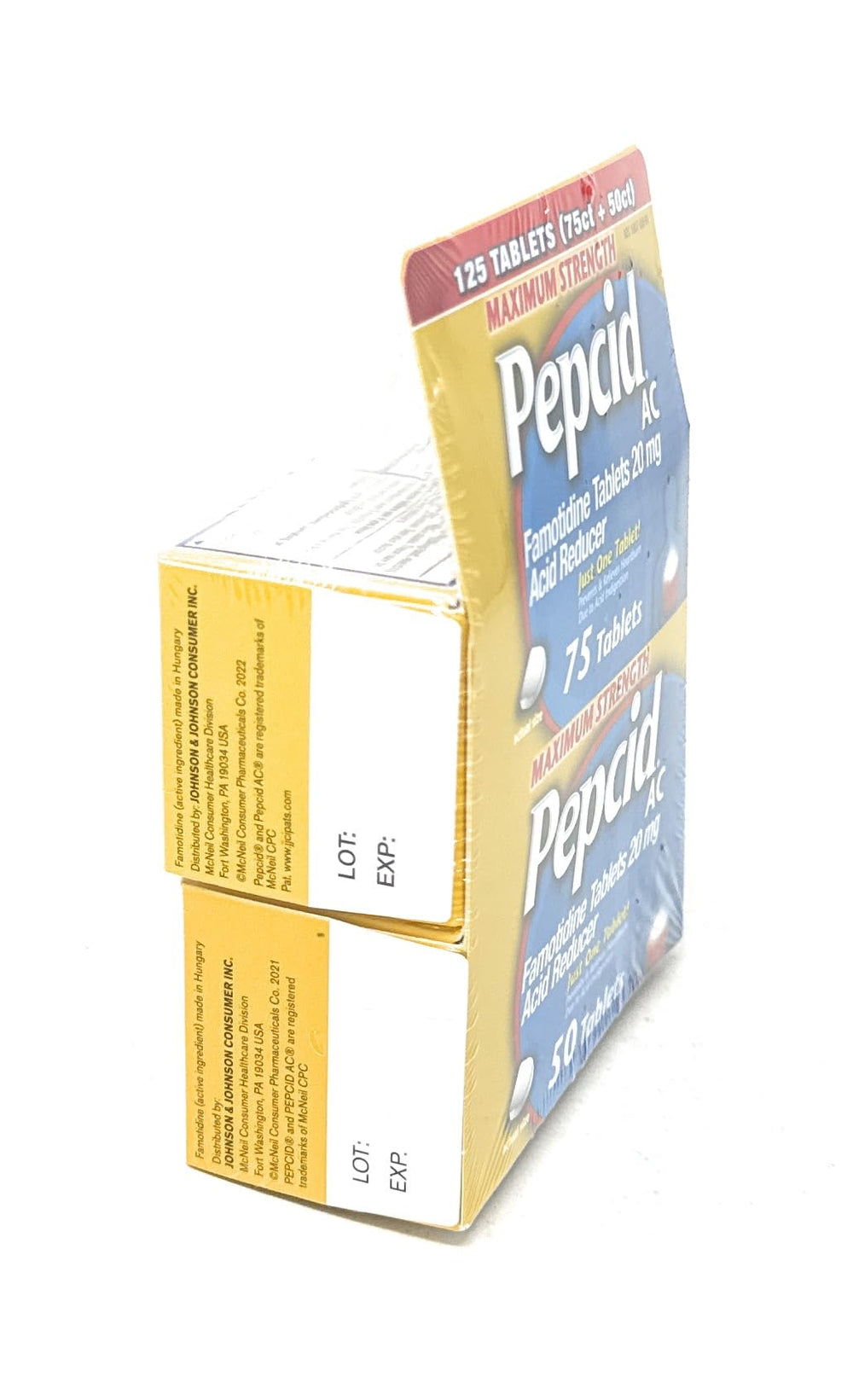 Pepcid AC 20 mg famotidine tablet close-up highlighting acid control