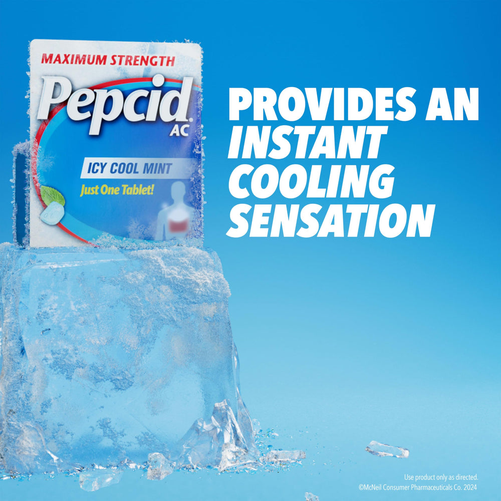 Pepcid AC 40-count packaging ready for home and travel acid reflux prevention.