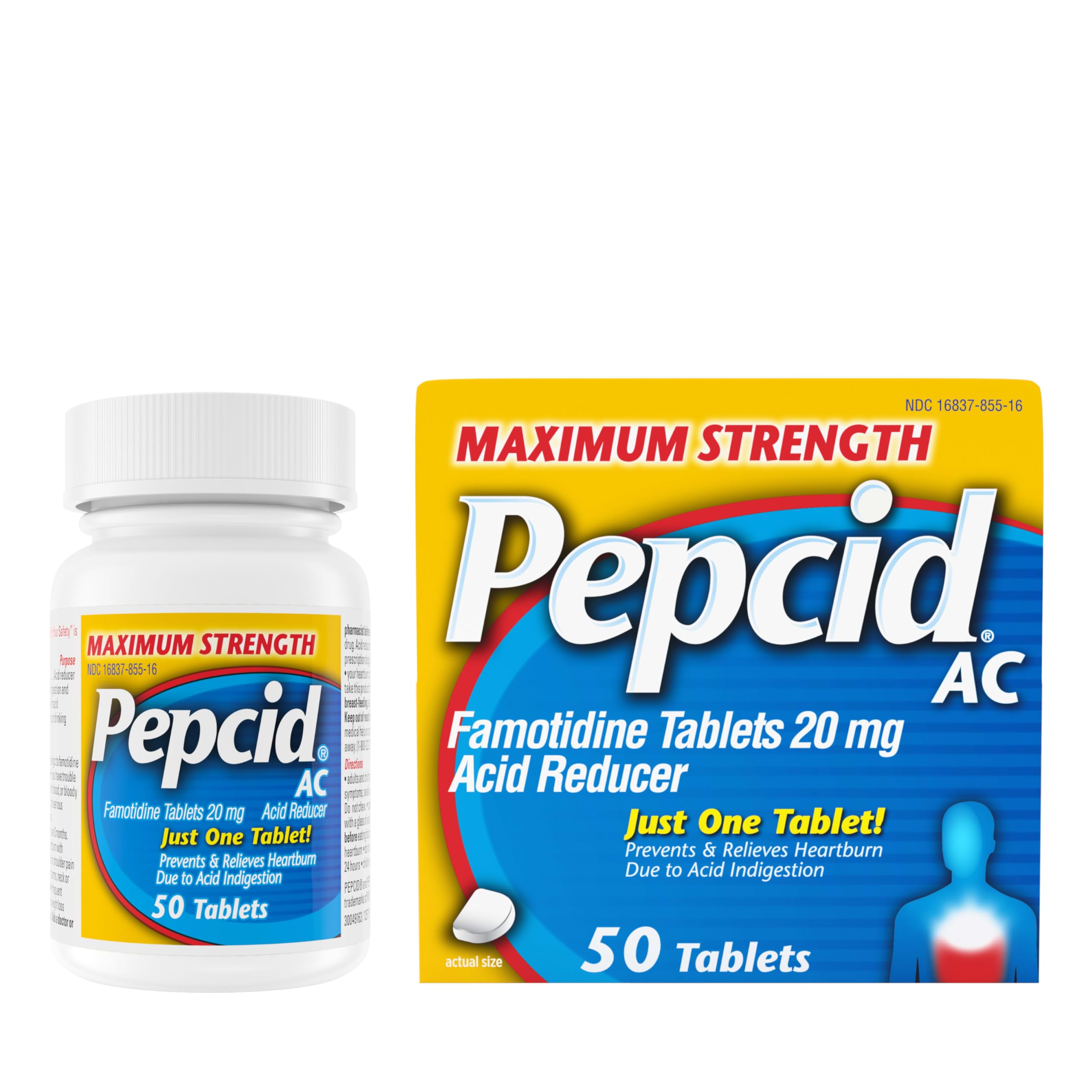 Pepcid AC blister-pack close-up showing easy portability