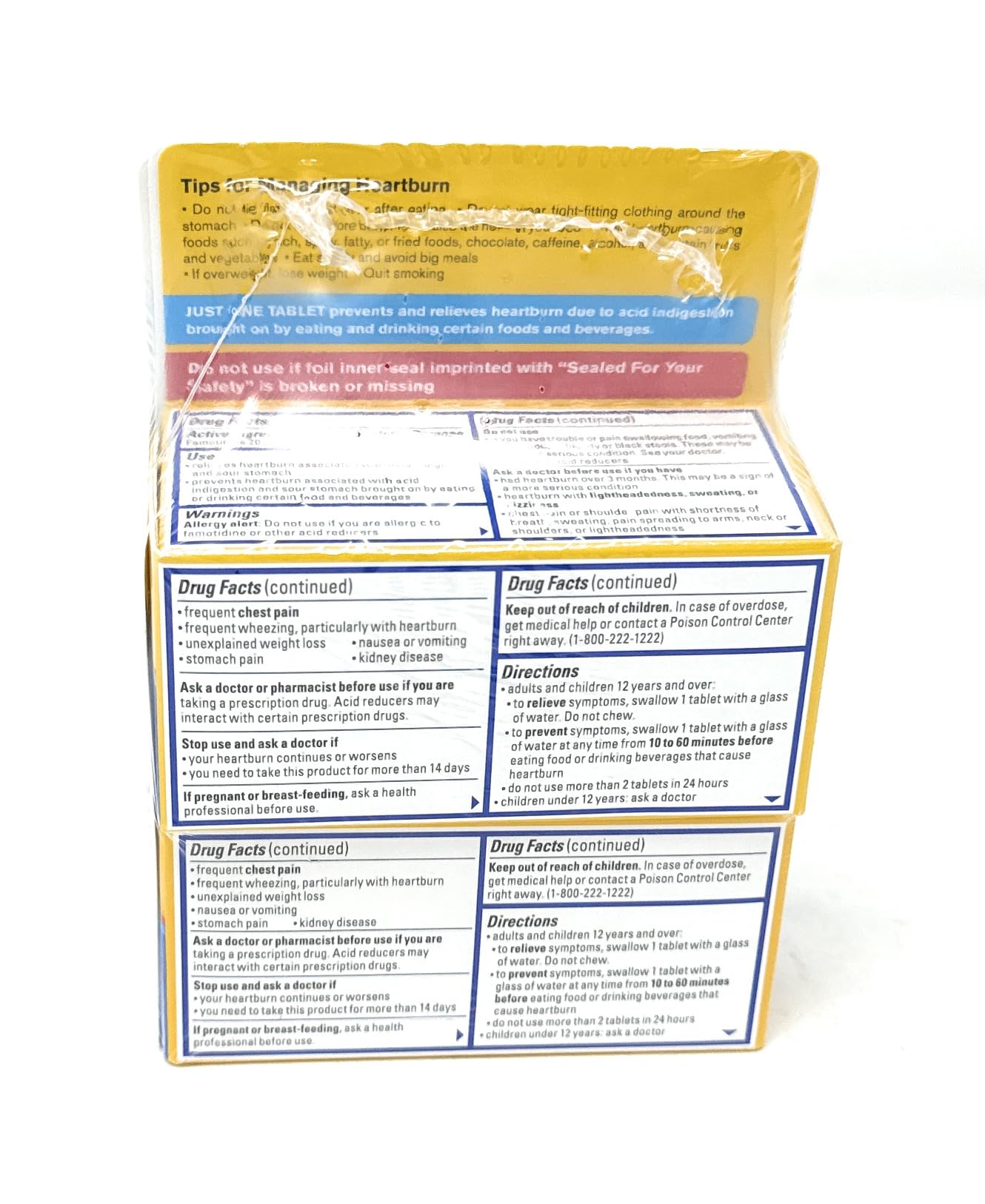 Pepcid AC bottle pouring tablets for fast-acting heartburn relief