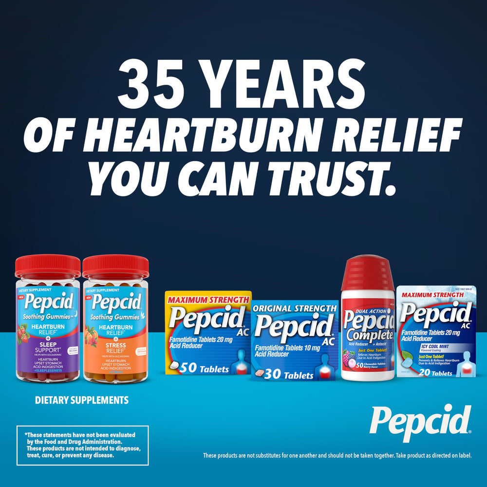 Pepcid AC bottle with label highlighted for daily acid management