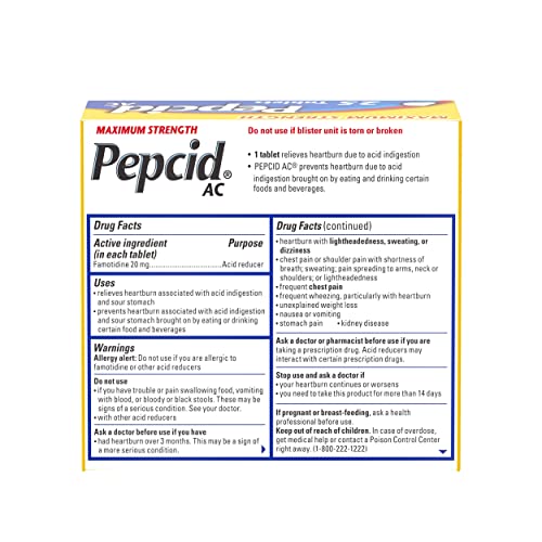 Pepcid AC day-use visual depicts long-lasting acid control possibilities.